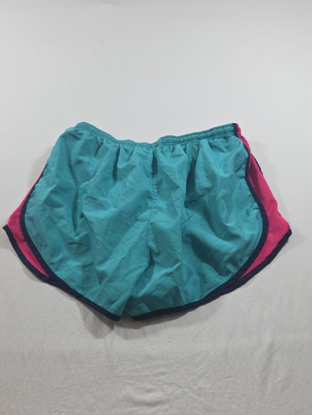 Nike Women’s Teal Pink & Navy Trim Athletic Shorts Casual Work Out Lined Large - Picture 4 of 5